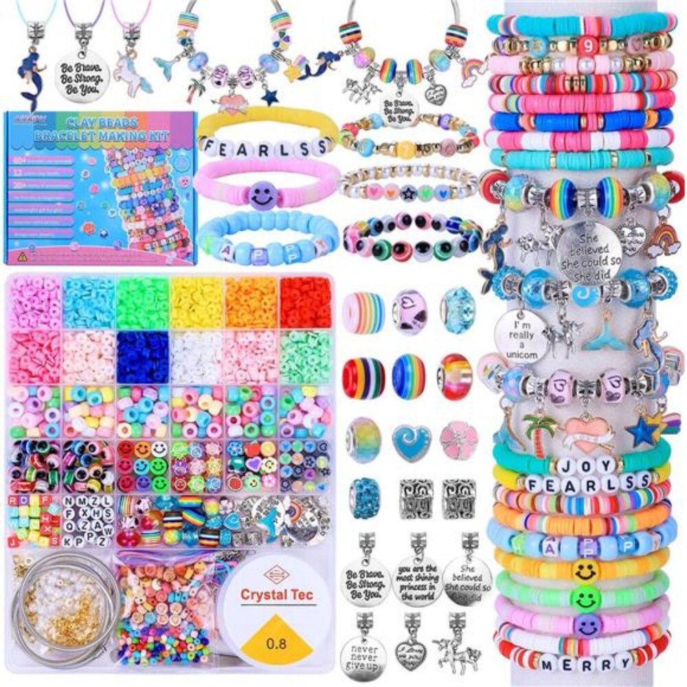 AIPRIDY 3600 Pcs Girls Toys Bracelet Making Kit, Unicorn/Mermaid‎ Jewelry